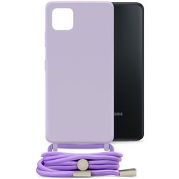 Mobilize Lanyard Gelly Samsung Galaxy A22 5G Flexibel TPU Hoesje met koord - Pastel Purple