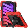 Mobigear SureGrip Xtreme iPad Mini 7 (2024) Hoes Hard Kunststof,Siliconen Backcover + Stylus Houder + Schouderband + Standaard - Zwart / Rood