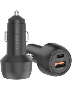 Mobilize Dual USB / USB-C Autolader Power Delivery 48W - Zwart