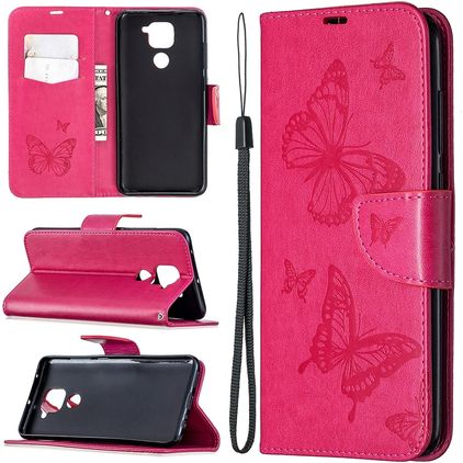 Mobigear Butterfly Xiaomi Redmi Note 9 Hoesje Bookcase Portemonnee - Magenta