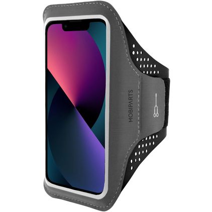 Mobiparts Comfort Fit Telefoonhouder Hardlopen iPhone 13 Pro Sport Hoesje Neopreen Sportarmband - Zwart