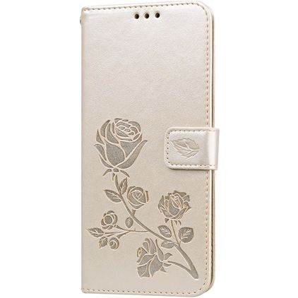 Mobigear Roses Xiaomi Redmi Note 9S Hoesje Bookcase Portemonnee - Goud