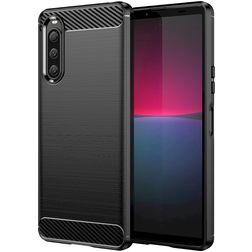 Mobigear Brushed Slim Sony Xperia 10 V Hoesje Flexibel TPU Backcover - Zwart