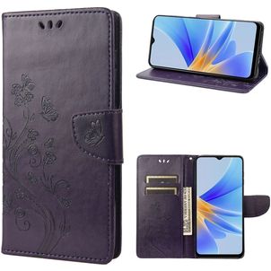 Mobigear Flowers OPPO A17 Hoesje Bookcase Portemonnee - Paars