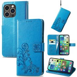 Mobigear Clover iPhone 15 Pro Hoesje Bookcase Portemonnee - Blauw