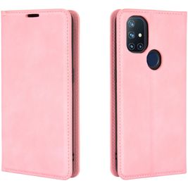 Mobigear Retro Slim OnePlus Nord N10 5G Hoesje Bookcase Portemonnee - Roze
