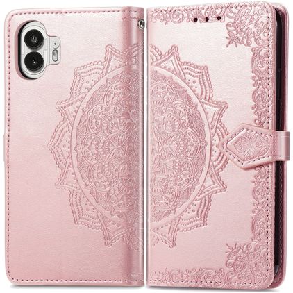 Mobigear Mandala Nothing Phone (2) Hoesje Bookcase Portemonnee - Roségoud