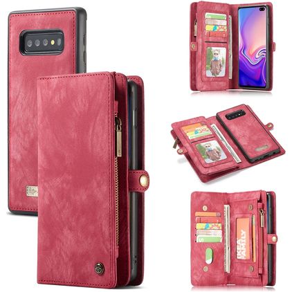 Caseme 008 Samsung Galaxy S10 Hoesje Uitneembare 2in1 Bookcase Portemonnee - Rood