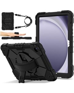 Mobigear SureGrip Xtreme Samsung Galaxy Tab A9 Plus (2023) Hoes Hard Kunststof,Siliconen Backcover + Schouderband + Standaard - Zwart