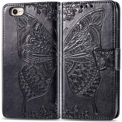 Mobigear Butterfly iPhone 16e Hoesje Bookcase Portemonnee - Zwart