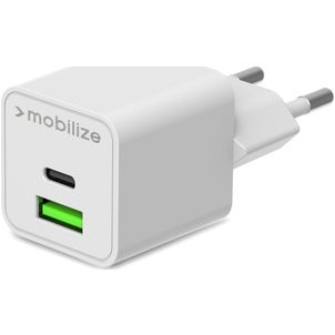 Mobilize Dual USB / USB-C Oplader Power Delivery 30W - Wit