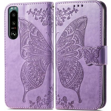 Mobigear Butterfly Sony Xperia 5 IV Hoesje Bookcase Portemonnee - Paars