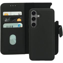 Mobiparts Samsung Galaxy S24 MagSafe Hoesje Echt Leer Uitneembare 2in1 Bookcase Portemonnee - Zwart