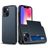 Mobigear Card iPhone 15 Hoesje Hardcase Backcover Shockproof met Pasjeshouder - Donkerblauw