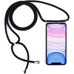 Mobigear Lanyard iPhone 11 Flexibel TPU Hoesje met koord - Transparant / Zwart