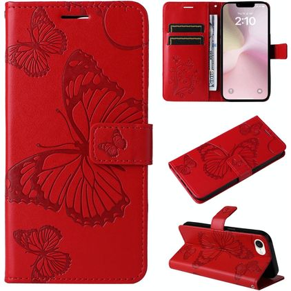 Mobigear Butterfly iPhone 17e Hoesje Bookcase Portemonnee - Rood