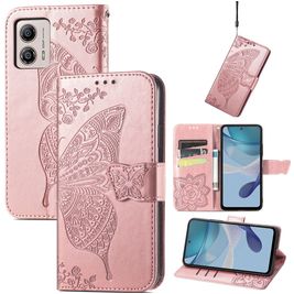 Mobigear Butterfly Motorola Moto E13 Hoesje Bookcase Portemonnee - Roségoud
