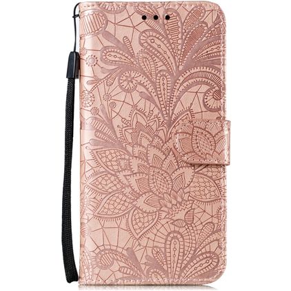 Mobigear Flowers Samsung Galaxy Note 10 Lite Hoesje Bookcase Portemonnee - Roségoud