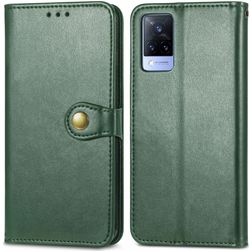 Mobigear Snap Button Vivo V21 Hoesje Bookcase Portemonnee - Groen