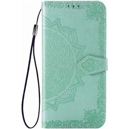 Mobigear Mandala Motorola One Fusion Plus Hoesje Bookcase Portemonnee - Turquoise