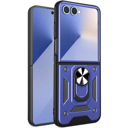 Mobigear Armor Ring Samsung Galaxy Z Flip 7 Hoesje Hardcase Backcover Shockproof met Ringhouder - Blauw