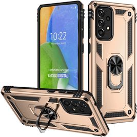 Mobigear Armor Ring Samsung Galaxy A73 Hoesje Hardcase Backcover Shockproof met Ringhouder - Goud