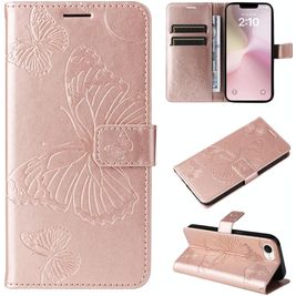 Mobigear Butterfly iPhone 16e Hoesje Bookcase Portemonnee - Roségoud