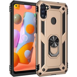 Mobigear Armor Ring Samsung Galaxy A11 Hoesje Hardcase Backcover Shockproof met Ringhouder - Goud