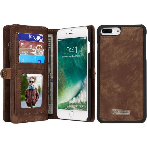 Caseme 008 iPhone 8 Plus Hoesje Uitneembare 2in1 Bookcase Portemonnee - Bruin