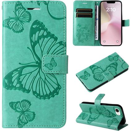 Mobigear Butterfly iPhone 17e Hoesje Bookcase Portemonnee - Groen