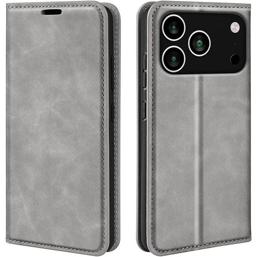 Mobigear Retro Slim iPhone 17 Pro Hoesje Bookcase Portemonnee - Grijs