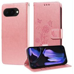 Mobigear Flowers Google Pixel 9a Hoesje Bookcase Portemonnee - Roségoud