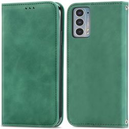 Mobigear Retro Slim Motorola Edge 20 Hoesje Bookcase Portemonnee - Groen