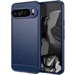 Mobigear Brushed Slim Google Pixel 9 Pro XL Hoesje Flexibel TPU Backcover - Blauw