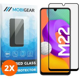 Mobigear Premium Samsung Galaxy M22 Glazen Screenprotector - Case Friendly - Zwart (2-Pack)