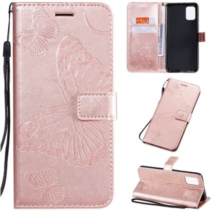Mobigear Butterfly Samsung Galaxy A51 Hoesje Bookcase Portemonnee - Roségoud