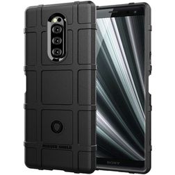 Mobigear Rugged Shield Sony Xperia 1 Hoesje Flexibel TPU Backcover Shockproof - Zwart