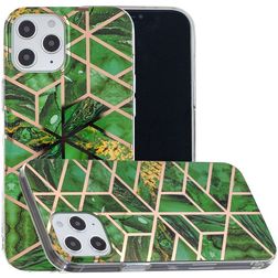 Mobigear Marble iPhone 12 Hoesje Flexibel TPU Backcover - Groen