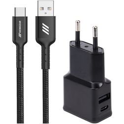 Mobigear Essentials Single USB Oplader USB-C 1 Meter 12W 2.4A - Zwart