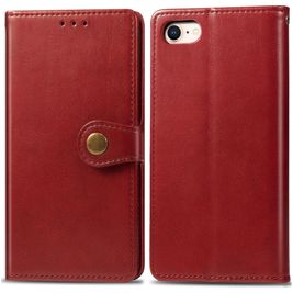 Mobigear Snap Button iPhone SE (2022) Hoesje Bookcase Portemonnee - Rood