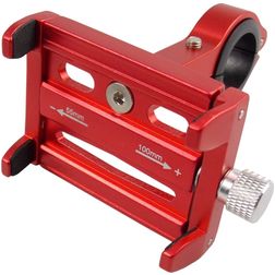 Mobigear Alu Bracket Telefoonhouder Fiets / Motor Fietsstuur Bevestiging Klem Universeel - Rood