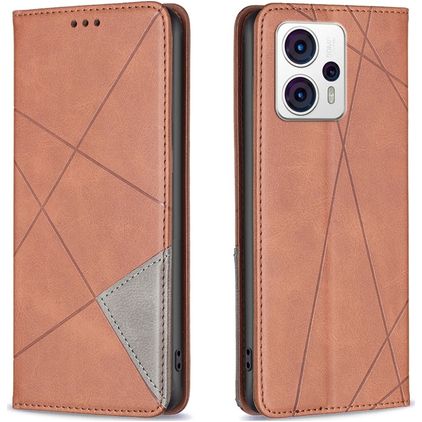 Mobigear Rhombus Slim Motorola Moto G53 5G Hoesje Bookcase - Bruin