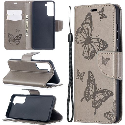 Mobigear Butterfly Samsung Galaxy S21 Hoesje Bookcase Portemonnee - Grijs
