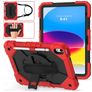 Mobigear SureGrip Xtreme iPad 11 (2025) Hoes Hard Kunststof,Siliconen Backcover + Stylus Houder + Schouderband + Standaard - Rood