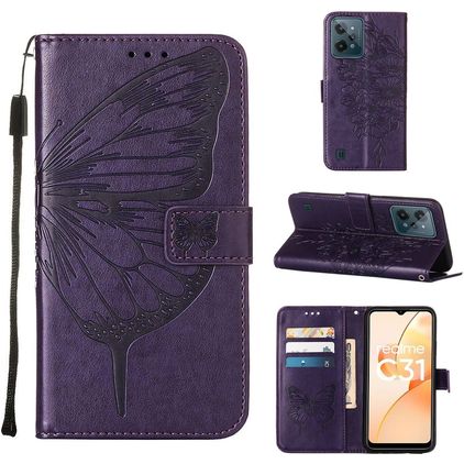 Mobigear Butterfly Realme C31 Hoesje Bookcase Portemonnee - Paars