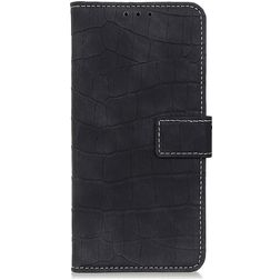 Mobigear Croco Motorola Edge 20 Pro Hoesje Bookcase Portemonnee - Zwart