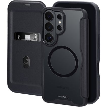 Mobiparts Shield Line Samsung Galaxy S26 Ultra MagSafe Hoesje Bookcase - Zwart