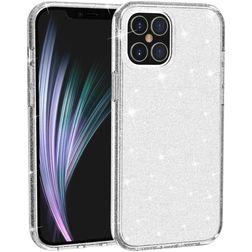 Mobigear Glitter iPhone 12 Hoesje Hardcase Backcover - Wit