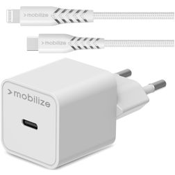 Mobilize Single USB-C Oplader Apple Lightning 1 Meter Power Delivery 20W - Wit