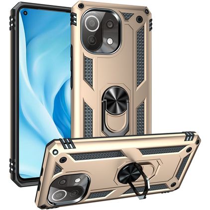 Mobigear Armor Ring Xiaomi Mi 11 Lite Hoesje Hardcase Backcover Shockproof met Ringhouder - Goud